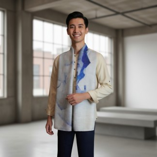 Khăn đũi dài tơ tằm Thiên thần Xanh tím trong 45*180 cm